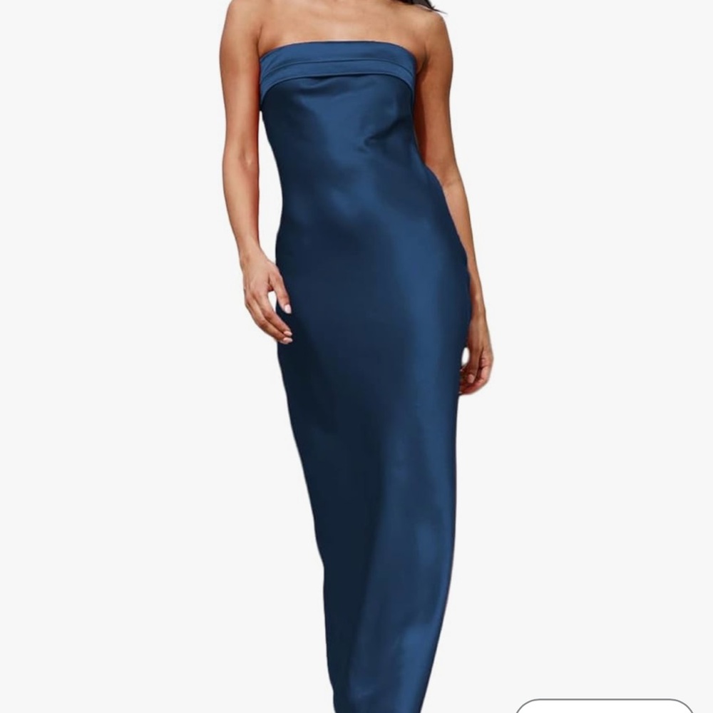 Navy Strapless Dress